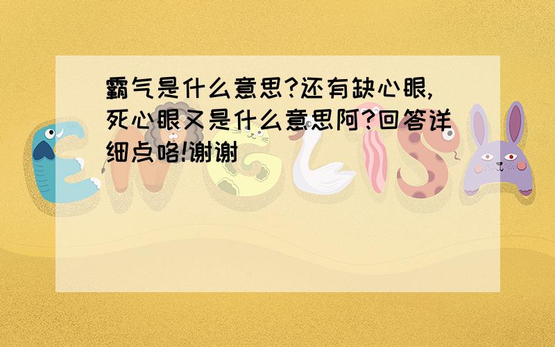 霸气是什么意思?还有缺心眼,死心眼又是什么意思阿?回答详细点咯!谢谢