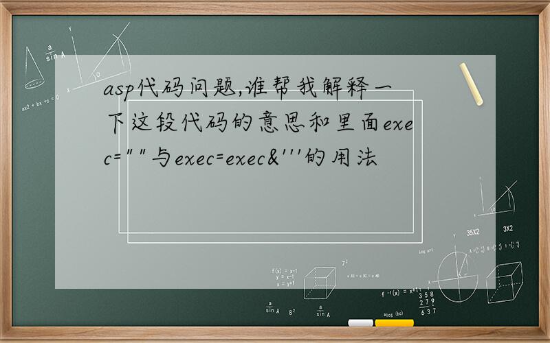 asp代码问题,谁帮我解释一下这段代码的意思和里面exec=