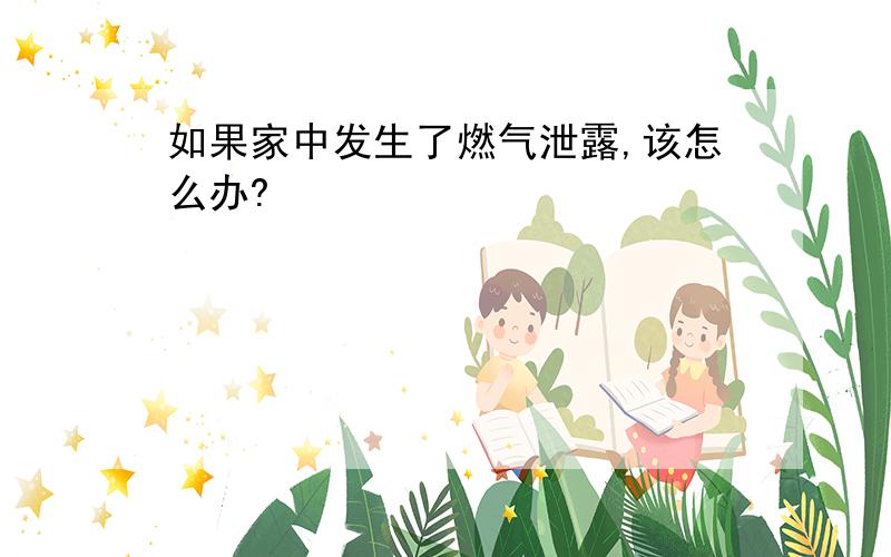 如果家中发生了燃气泄露,该怎么办?