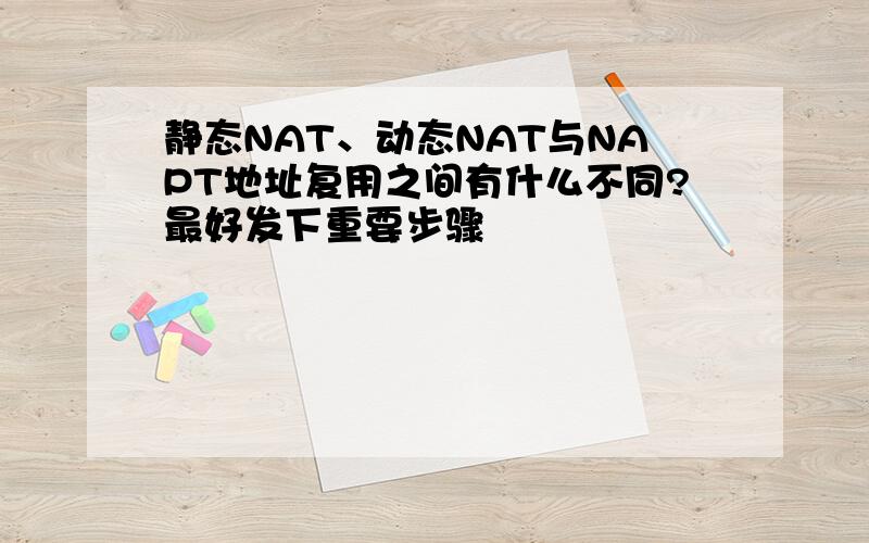 静态NAT、动态NAT与NAPT地址复用之间有什么不同?最好发下重要步骤