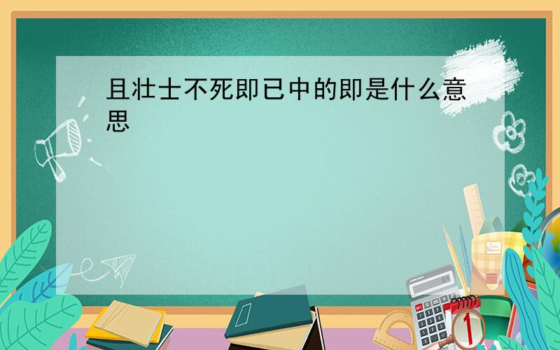 且壮士不死即已中的即是什么意思