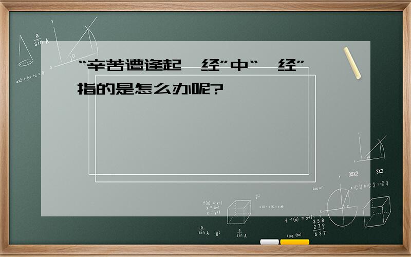 “辛苦遭逢起一经”中“一经”指的是怎么办呢?