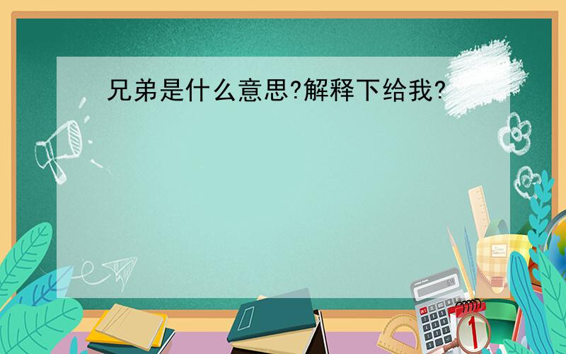 兄弟是什么意思?解释下给我?