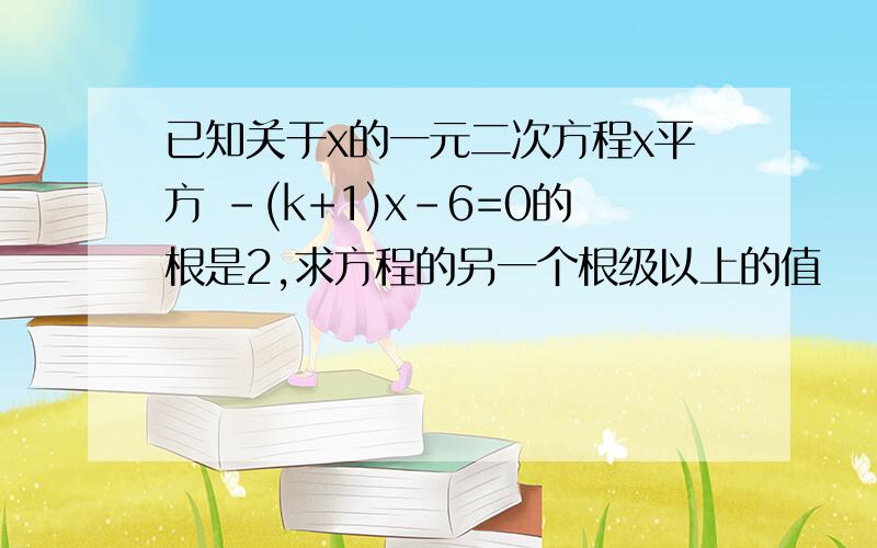 已知关于x的一元二次方程x平方 -(k+1)x-6=0的根是2,求方程的另一个根级以上的值