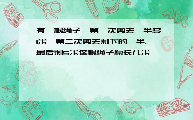 有一根绳子,第一次剪去一半多1米,第二次剪去剩下的一半.最后剩5米这根绳子原长几米