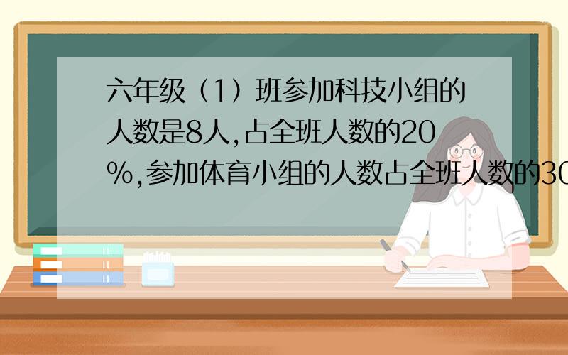 六年级（1）班参加科技小组的人数是8人,占全班人数的20%,参加体育小组的人数占全班人数的30%,体育小组有多少人?