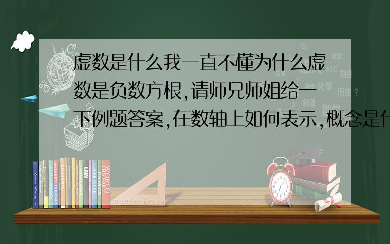 虚数是什么我一直不懂为什么虚数是负数方根,请师兄师姐给一下例题答案,在数轴上如何表示,概念是什么,如何应用,公式是什么and给一下虚数数轴thank3Q3Q3Q3Q3Q3Q3Q3Q33Q3Q