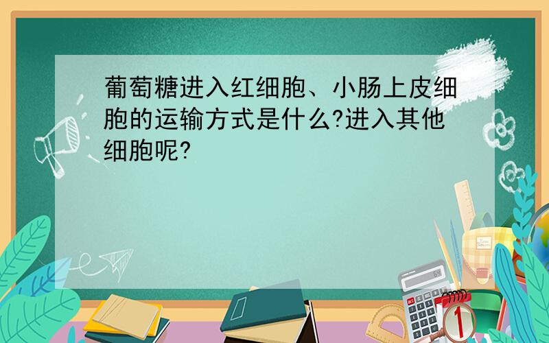 葡萄糖进入红细胞、小肠上皮细胞的运输方式是什么?进入其他细胞呢?