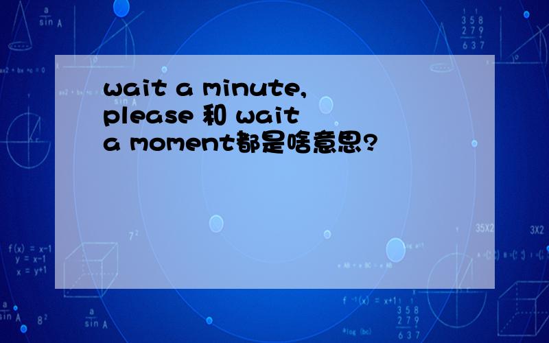 wait a minute,please 和 wait a moment都是啥意思?