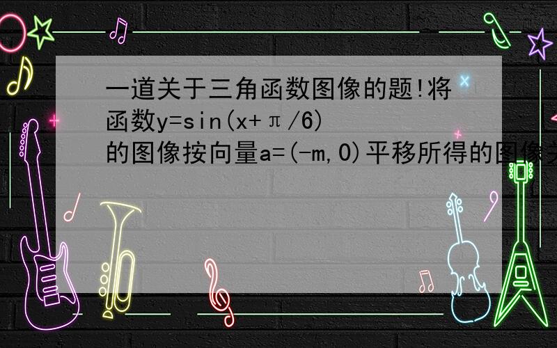 一道关于三角函数图像的题!将函数y=sin(x+π/6)的图像按向量a=(-m,0)平移所得的图像关于y轴对称,则m的最小正值是?