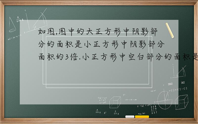 如图,图中的大正方形中阴影部分的面积是小正方形中阴影部分面积的3倍.小正方形中空白部分的面积是大正方形中空白面积的（ ）%.