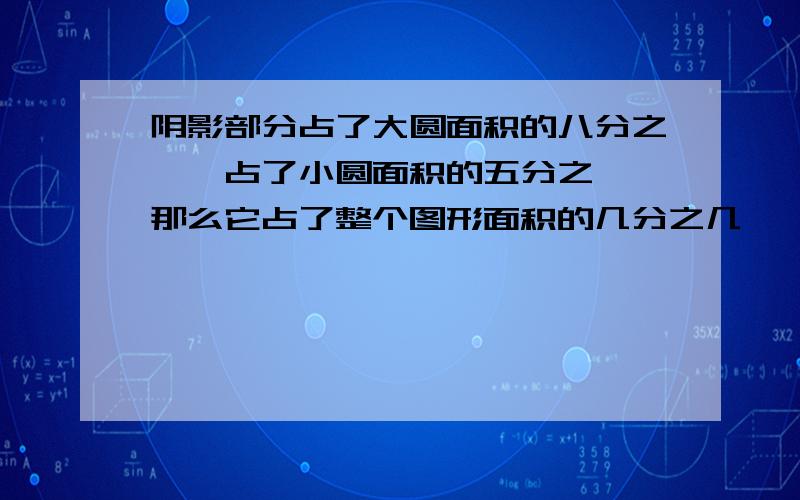 阴影部分占了大圆面积的八分之一,占了小圆面积的五分之一,那么它占了整个图形面积的几分之几