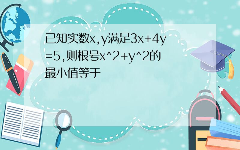 已知实数x,y满足3x+4y=5,则根号x^2+y^2的最小值等于