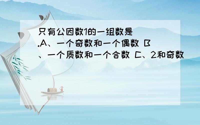 只有公因数1的一组数是（ ）.A、一个奇数和一个偶数 B、一个质数和一个合数 C、2和奇数