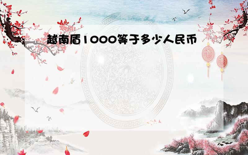 越南盾1000等于多少人民币