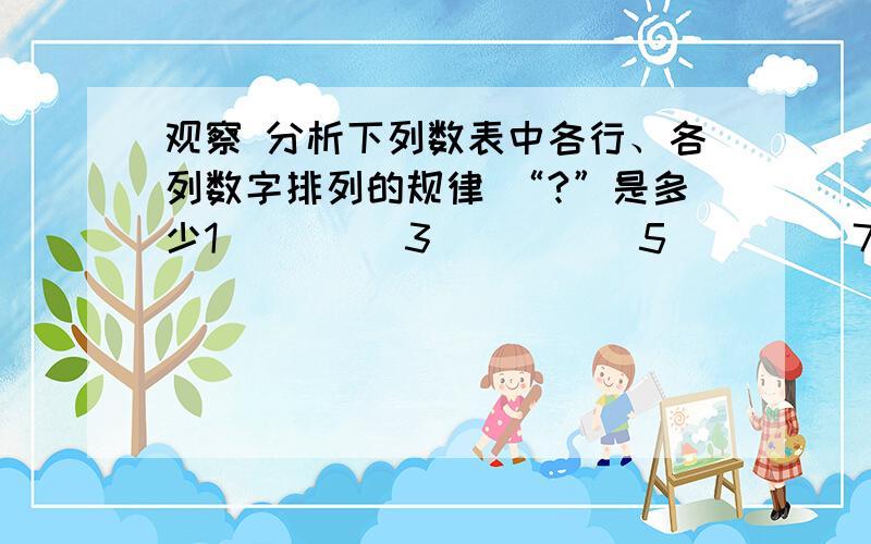 观察 分析下列数表中各行、各列数字排列的规律 “?”是多少1         3          5         7          9    ·····  20053         5          7         9         11   ·····     ·   5         7          9         11