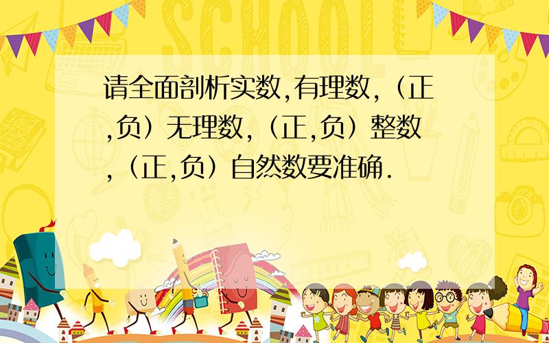 请全面剖析实数,有理数,（正,负）无理数,（正,负）整数,（正,负）自然数要准确.