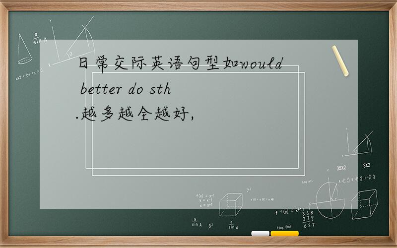 日常交际英语句型如would better do sth.越多越全越好,