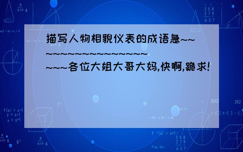 描写人物相貌仪表的成语急~~~~~~~~~~~~~~~~~~~各位大姐大哥大妈,快啊,跪求!