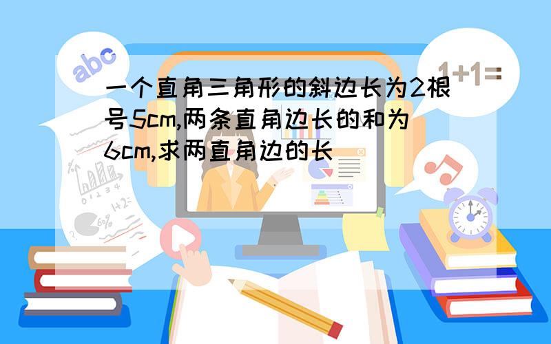 一个直角三角形的斜边长为2根号5cm,两条直角边长的和为6cm,求两直角边的长