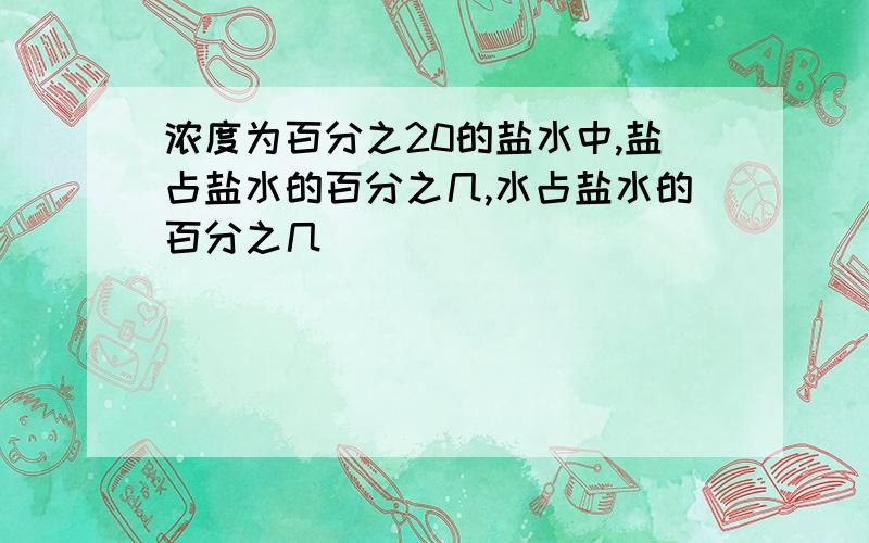 浓度为百分之20的盐水中,盐占盐水的百分之几,水占盐水的百分之几