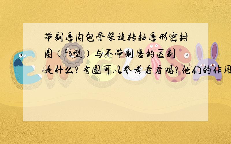 带副唇内包骨架旋转轴唇形密封圈（FB型）与不带副唇的区别是什么?有图可以参考看看吗?他们的作用有什么不同吗?