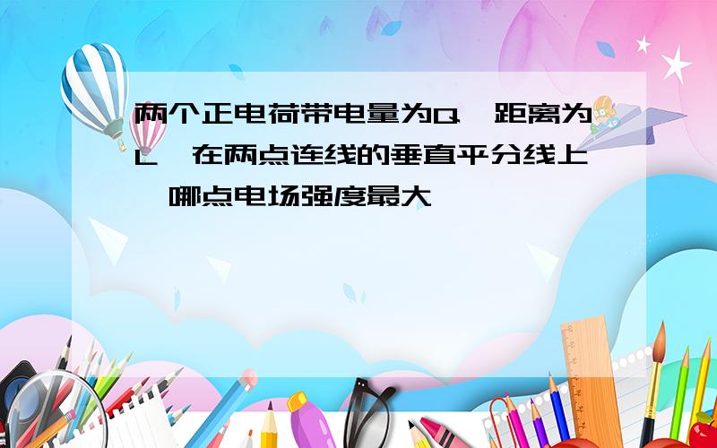 两个正电荷带电量为Q,距离为L,在两点连线的垂直平分线上,哪点电场强度最大