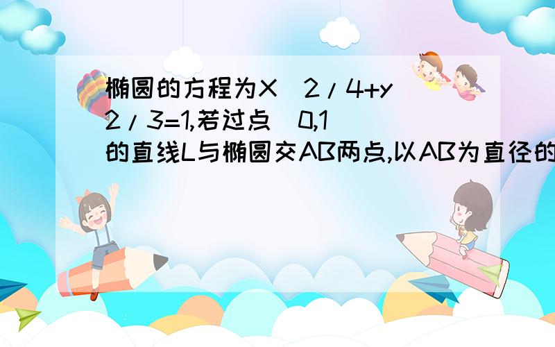 椭圆的方程为X^2/4+y^2/3=1,若过点（0,1）的直线L与椭圆交AB两点,以AB为直径的圆恰过F1,求直线斜率