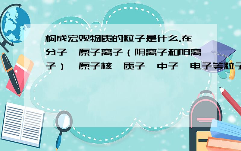 构成宏观物质的粒子是什么.在分子,原子离子（阴离子和阳离子）,原子核,质子,中子,电子等粒子中选答