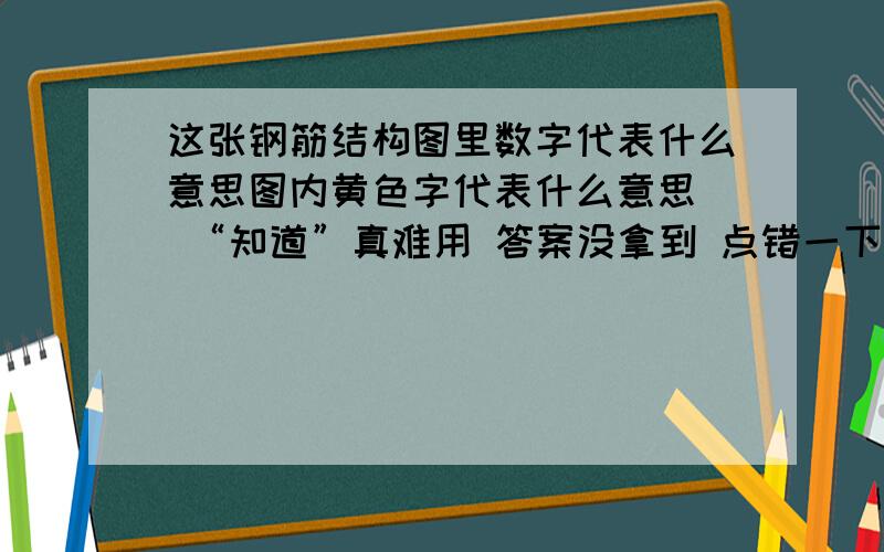 这张钢筋结构图里数字代表什么意思图内黄色字代表什么意思  “知道”真难用 答案没拿到 点错一下直接变成采纳了!