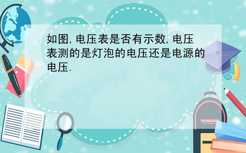 如图,电压表是否有示数,电压表测的是灯泡的电压还是电源的电压.