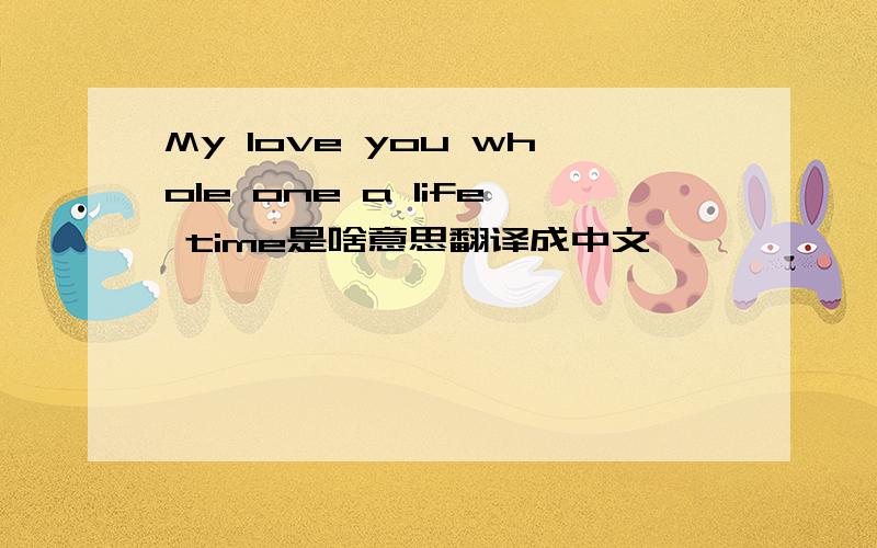 My love you whole one a life time是啥意思翻译成中文