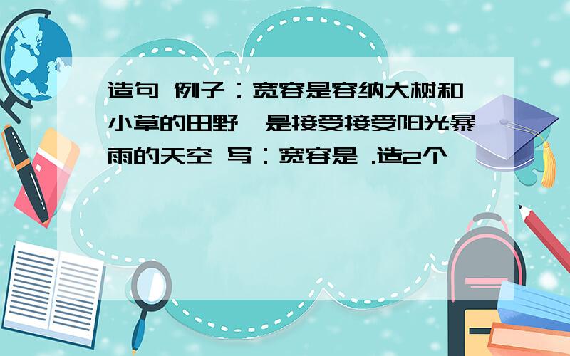 造句 例子：宽容是容纳大树和小草的田野,是接受接受阳光暴雨的天空 写：宽容是 .造2个