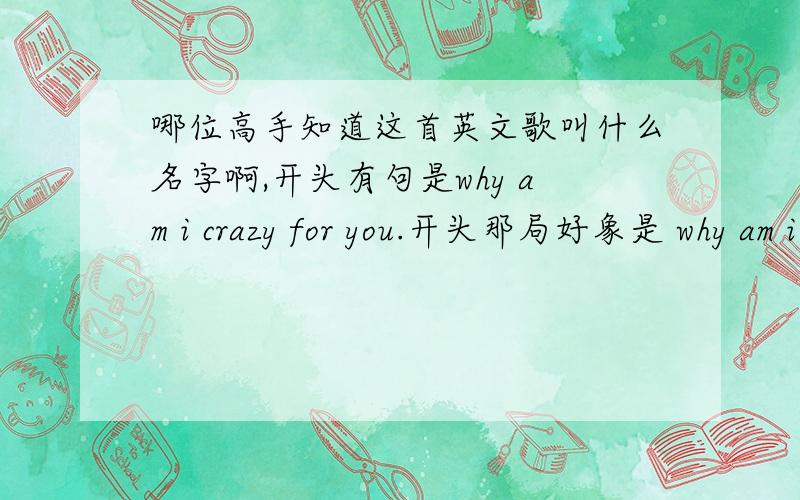 哪位高手知道这首英文歌叫什么名字啊,开头有句是why am i crazy for you.开头那局好象是 why am i crazy for you like that是那个视频的第一首歌