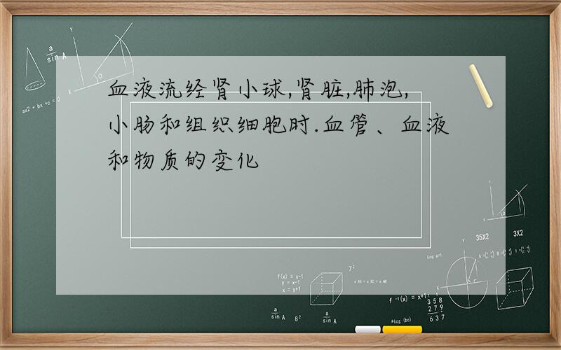 血液流经肾小球,肾脏,肺泡,小肠和组织细胞时.血管、血液和物质的变化