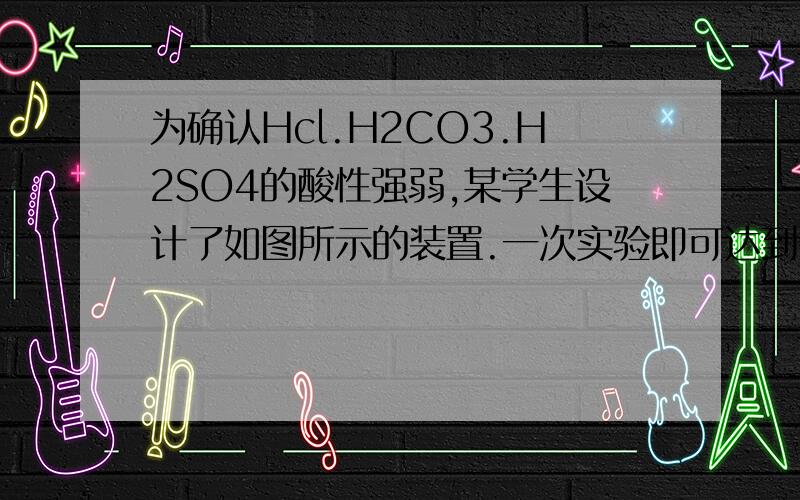 为确认Hcl.H2CO3.H2SO4的酸性强弱,某学生设计了如图所示的装置.一次实验即可达到目的（不必选其他酸性物d:\我的文档\图片收藏\未命名.bmp