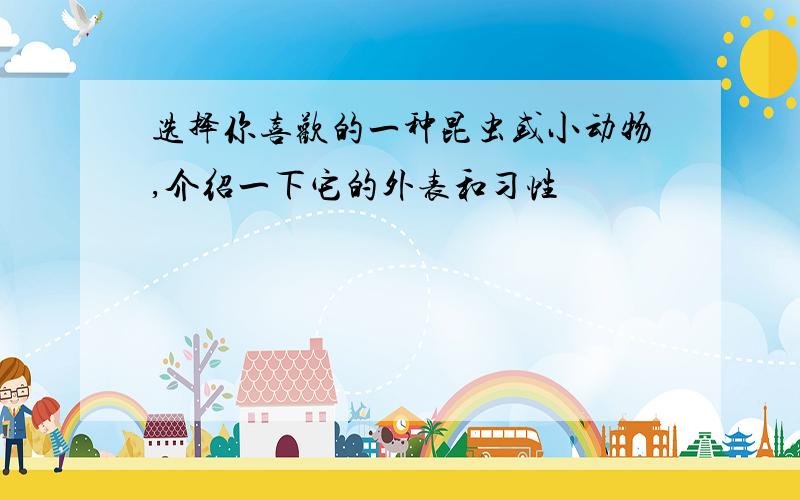 选择你喜欢的一种昆虫或小动物,介绍一下它的外表和习性