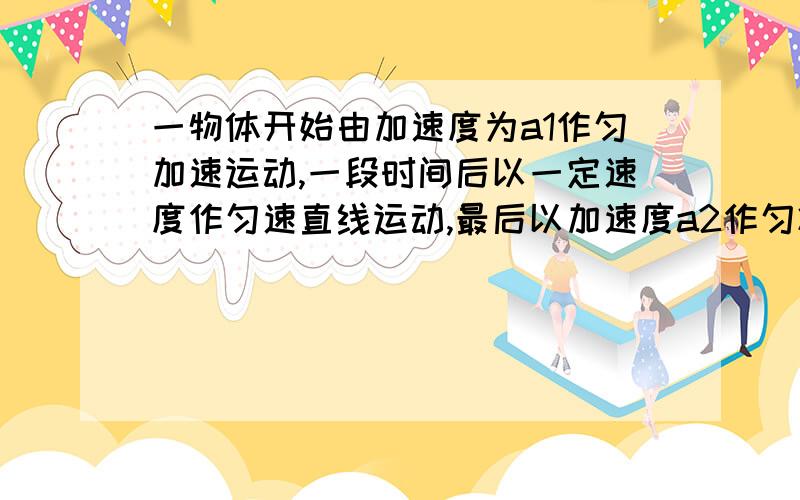 一物体开始由加速度为a1作匀加速运动,一段时间后以一定速度作匀速直线运动,最后以加速度a2作匀减速运动一物体开始由加速度为a1从A作匀加速运动,一段时间后以一定速度作匀速直线运动,