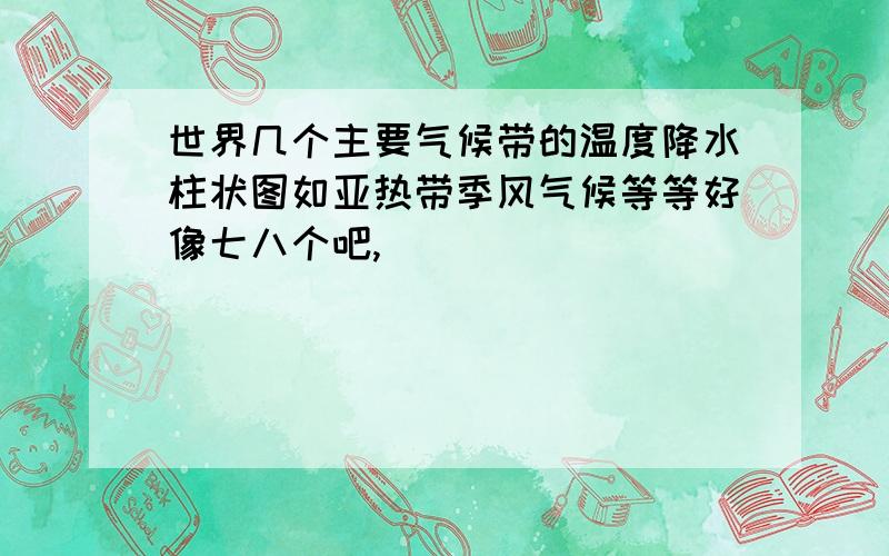 世界几个主要气候带的温度降水柱状图如亚热带季风气候等等好像七八个吧,