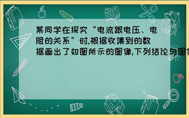 某同学在探究“电流跟电压、电阻的关系”时,根据收集到的数据画出了如图所示的图像,下列结论与图像相符的是（  ）.