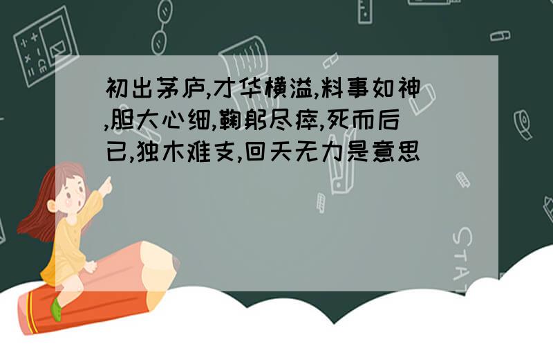 初出茅庐,才华横溢,料事如神,胆大心细,鞠躬尽瘁,死而后已,独木难支,回天无力是意思