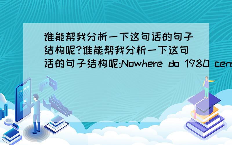 谁能帮我分析一下这句话的句子结构呢?谁能帮我分析一下这句话的句子结构呢:Nowhere do 1980 census statistics dramatize more the American search for spacious living than in the Far West.主要没理解than是怎么回事