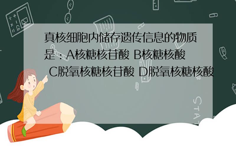 真核细胞内储存遗传信息的物质是：A核糖核苷酸 B核糖核酸 C脱氧核糖核苷酸 D脱氧核糖核酸