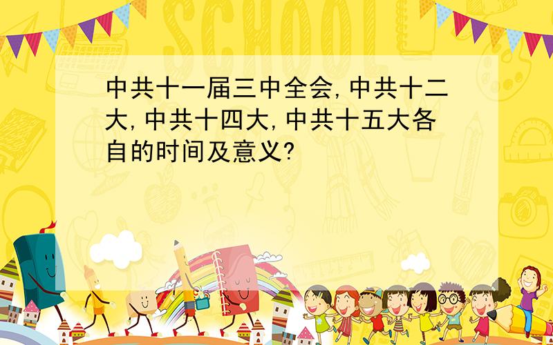 中共十一届三中全会,中共十二大,中共十四大,中共十五大各自的时间及意义?