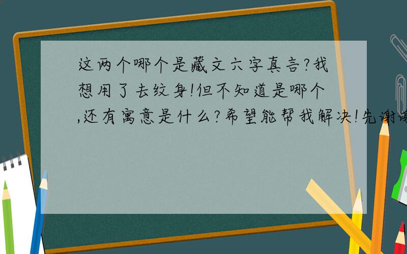 这两个哪个是藏文六字真言?我想用了去纹身!但不知道是哪个,还有寓意是什么?希望能帮我解决!先谢谢了!~