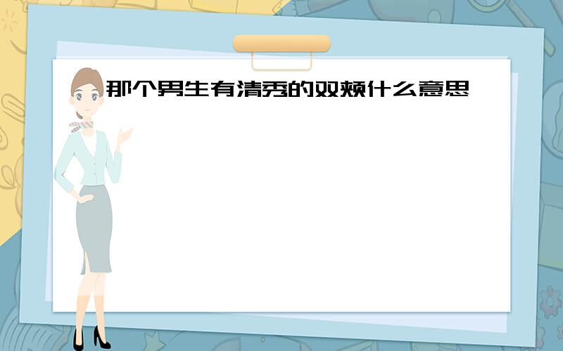 那个男生有清秀的双颊什么意思