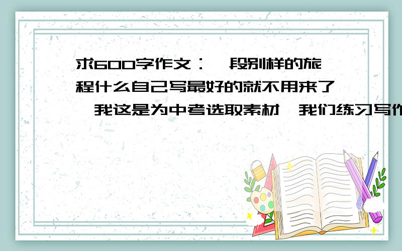 求600字作文：一段别样的旅程什么自己写最好的就不用来了,我这是为中考选取素材,我们练习写作文一般当堂的