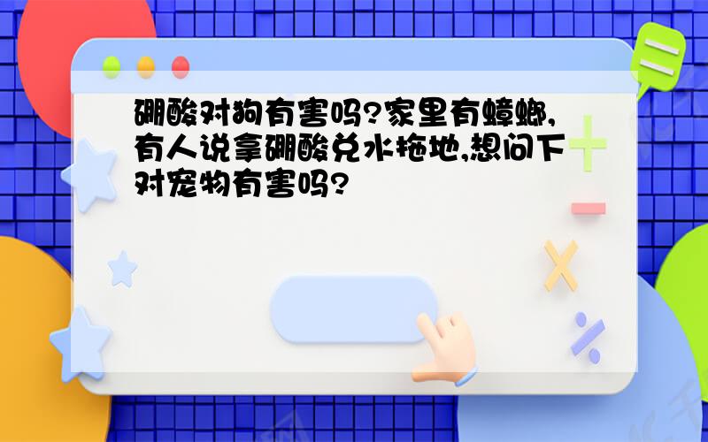 硼酸对狗有害吗?家里有蟑螂,有人说拿硼酸兑水拖地,想问下对宠物有害吗?