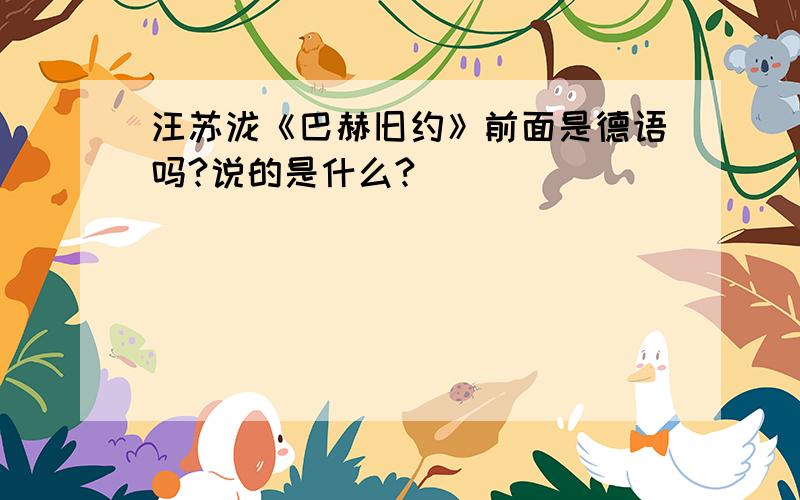 汪苏泷《巴赫旧约》前面是德语吗?说的是什么?