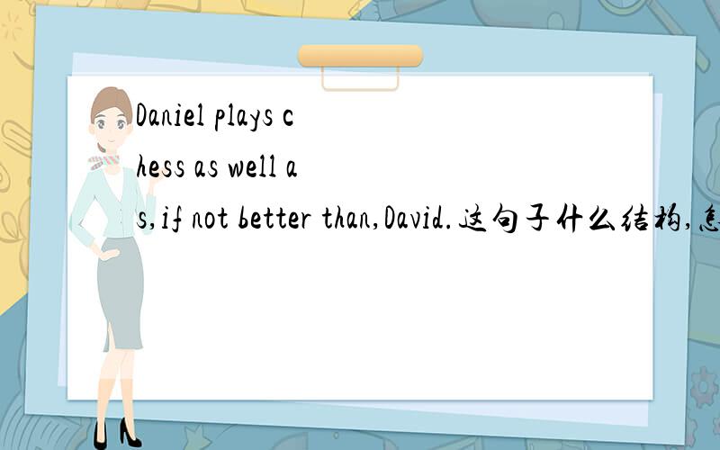 Daniel plays chess as well as,if not better than,David.这句子什么结构,怎么翻译?